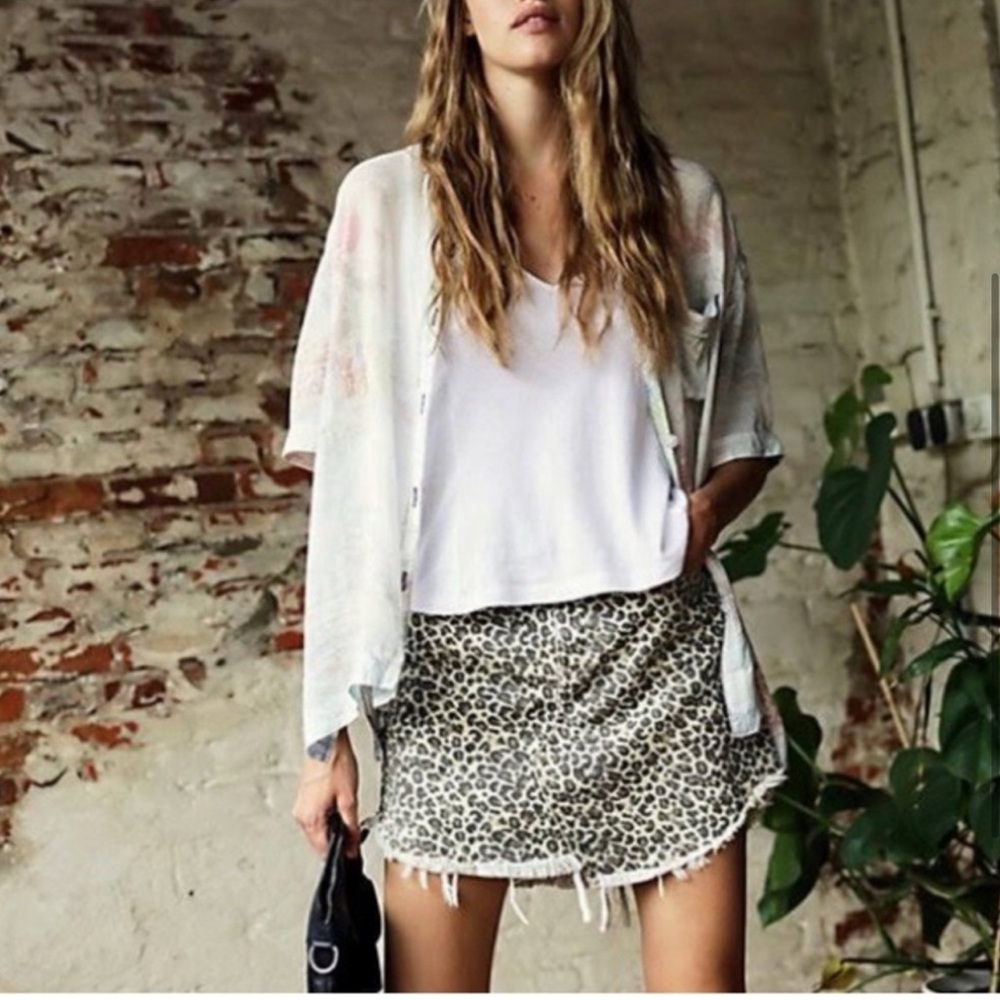 Brand New (no tag) Free People Leopard Print Mini Skirt